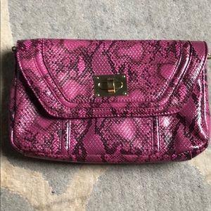 Steven Pink Snake clutch w optional chain strap